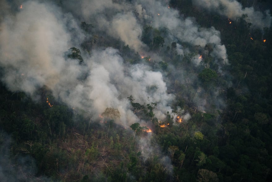 An area of burning forest in Pará state – one of 33,000 Amazon fires detected in August as the devastation intensified