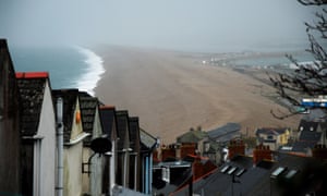 Weymouth is hit by torrential rain and hail.