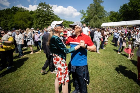 A couple dances during the May Day (Labour Day) celebrations to mark the International Workers' Day, at Maksimir Park in Zagreb.