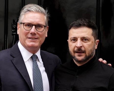 Prime minister Sir Keir Starmer welcomes Ukrainian President Volodymyr Zelenskyy to number 10 Downing Street, London.