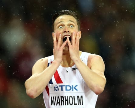 Karsten Warholm, just after winning gold for Norway in the men’s 400m hurdles at the World Athletics Championships in 2017.