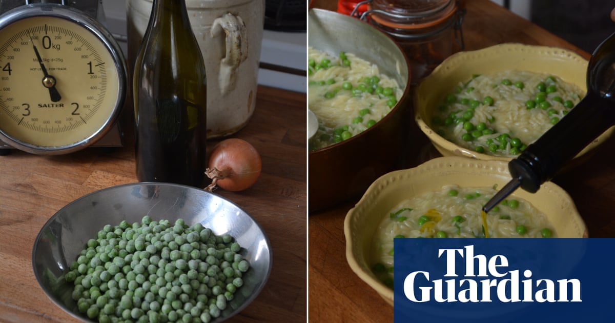 Rachel Roddy’s recipe for orzo with peas, herbs and parmesan