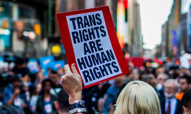 A sign saying 'Trans rights are human rights'