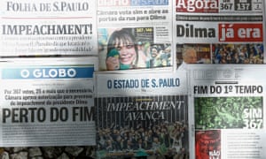 Brazilian newspapers report the news of the impeachment vote against President Dilma Rousseff on Monday.