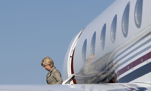 Presidential candidate Hillary Clinton arrives on her campaign plane at Martha’s Vineyard Airport on 20 August, 2016.