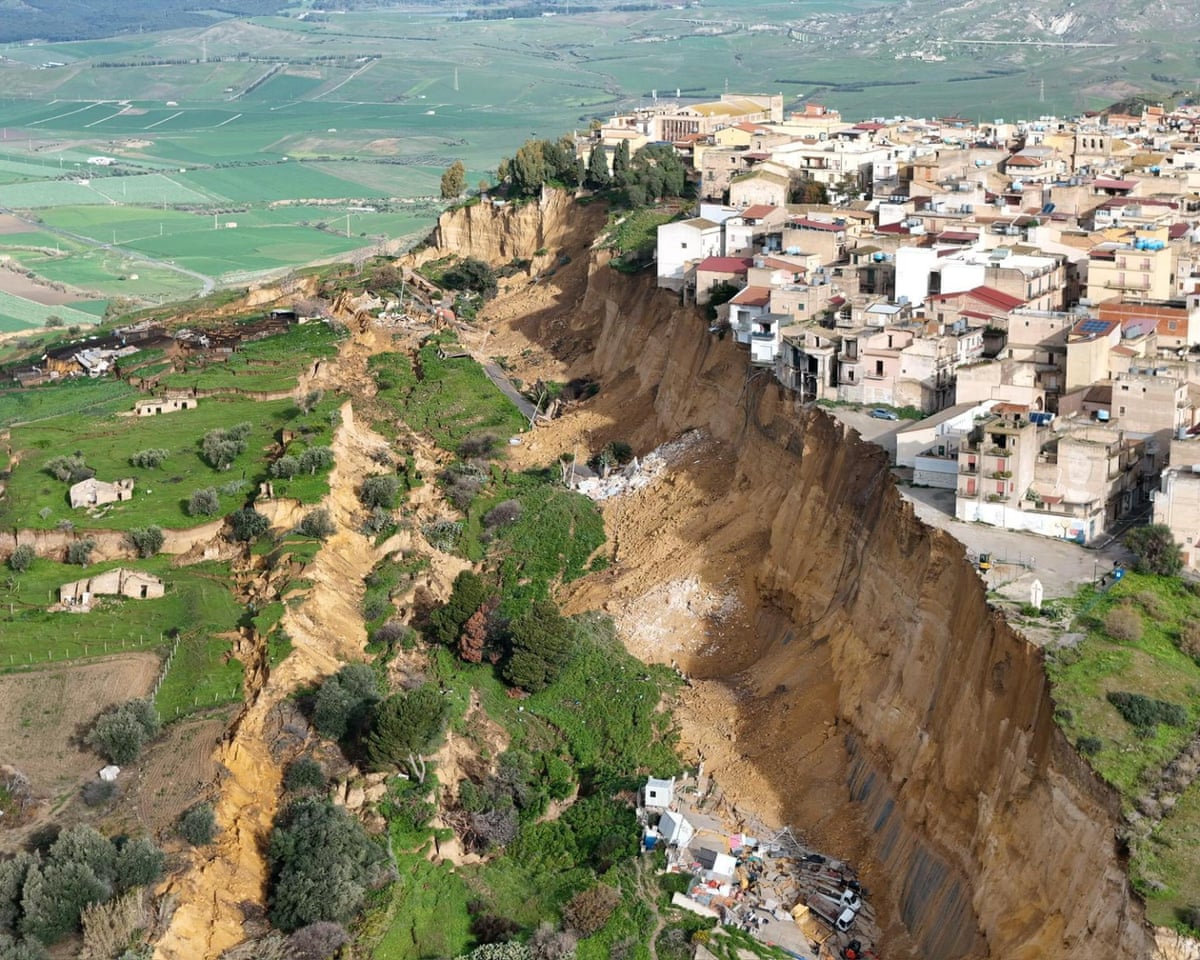 Situation is dire' for Sicily town teetering on cliff edge after landslide | Italy | The Guardian