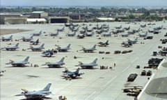 F-16 fighting falcons on the tarmac at Luke air force base in Glendale, Arizona. The base has recommended people use bottled water for drinking and cooking but deemed tap water safe for bathing and laundry.