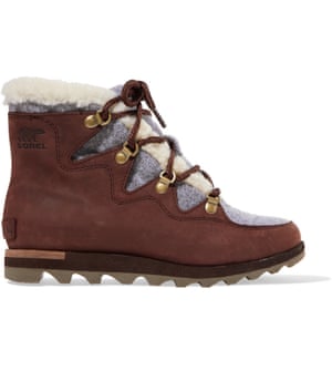 Sorel Sneakchic Alpine faux shearling-trimmed nubuck ankle boots, £180