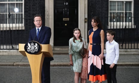 David Cameron, with his family beside him, prepares to leave Downing Street for the last time after Britain voted to leave the EU.