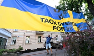 Ukrainian fans show their gratitude to Sweden.
