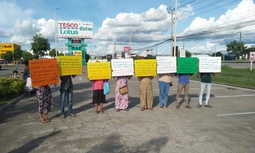 A protest by workers outside the factory