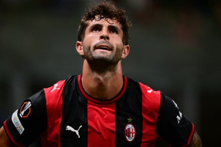 Ac Milan’s American midfielder #11 Christian Pulisic reacts during the UEFA Europa League 1st round day 1 football match between Ac Milan and Benfica at the San Siro Stadium in Milan on September 16, 2026.