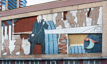 The demolished mosaic Lenin and Science, in Kharkiv.