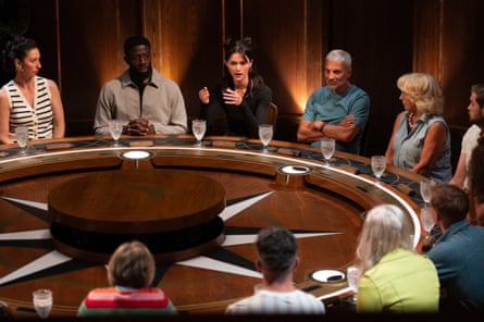 Jade Scott at the roundtable in The Traitors.