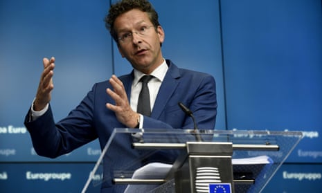 Dutch Finance Minister and president of Eurogroup Jeroen Dijsselbloem speaks during tonight’s press conference.