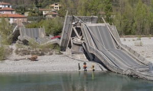 Emergency crews at the scene of the collapse on Wednesday