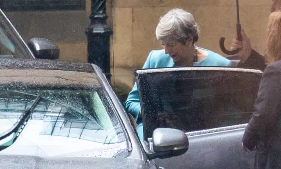 Theresa May leaves the Houses of Parliament on Wednesday.