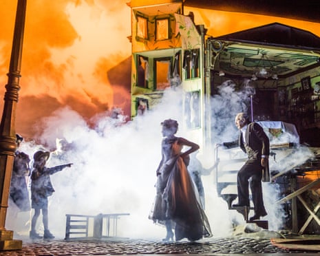 Carmela Corbett (Sheila Birling) and Clive Francis (Mr Birling) in An Inspector Calls by JB Priestley @ Playhouse Theatre. Directed by Stephen Daldry.Designed by Ian MacNeil.
(Opening 10-11-16)
©Tristram Kenton 11/16
(3 Raveley Street, LONDON NW5 2HX TEL 0207 267 5550 Mob 07973 617 355)email: tristram@tristramkenton.com