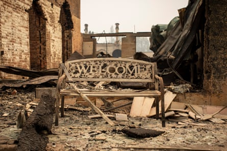 Bench amid Greenville destruction says 'welcome'