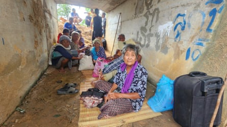 People in very basic shelter