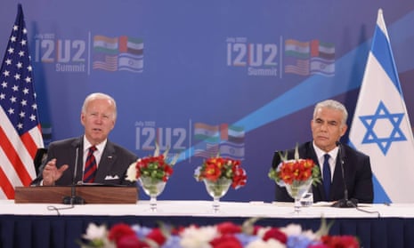 US President Joe Biden (L), Israel’s Prime Minister Yair Lapid (R) in Jerusalem today.