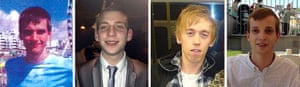 Stephen Port’s victims (L to R): Daniel Whitworth, 21, Jack Taylor, 25, Anthony Walgate, 23, and Gabriel Kovari, 22.