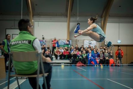 a girl jumping