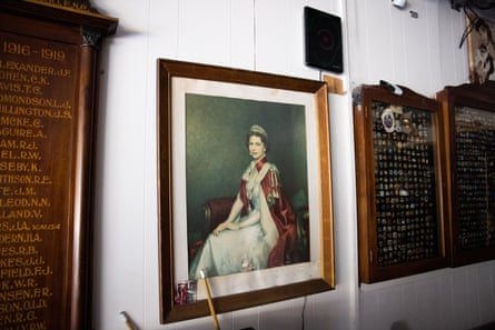 A portrait of Queen Elizabeth and a veteran’s honour boards still remain.