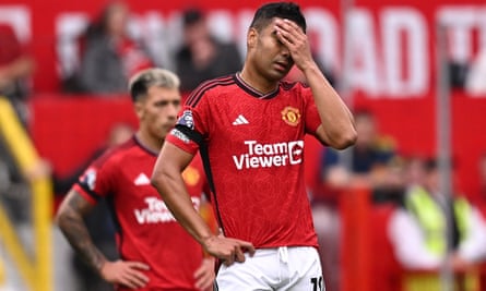 Casemiro looks despondent after Brighton’s second goal at Old Trafford