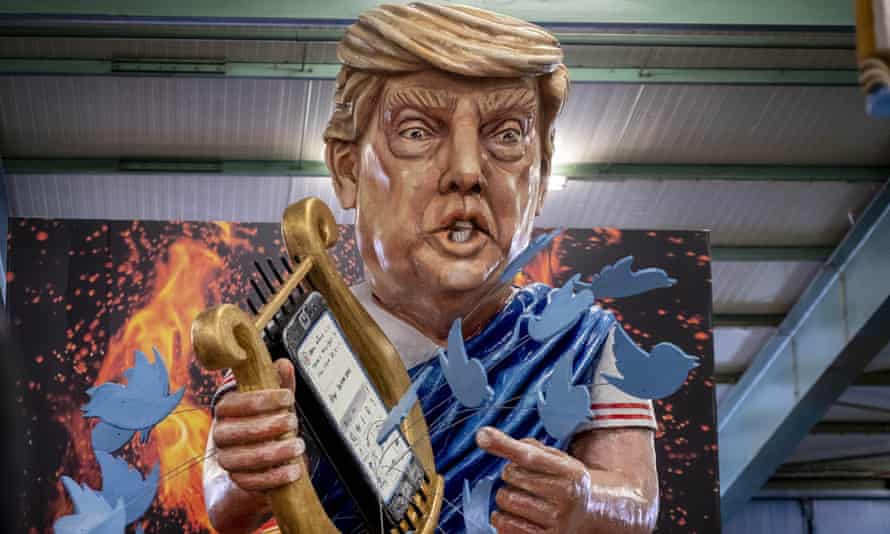 US President Donald Trump depicted as emperor Nero at a carnival in Germany