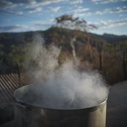 Corn is prepared for the pozole pot