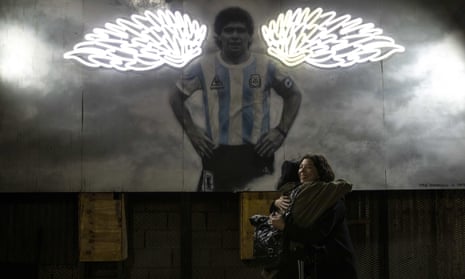 A mural of the late football star Diego Maradona in Buenos Aires, Argentina.
