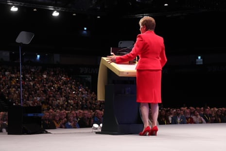 Nicola Sturgeon addressing the SNP conference this afternoon.