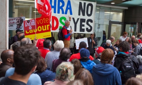 Protesters against adopting the IHRA definition, outside Labour headquarters in London.
