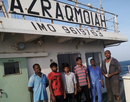 The crew of the MV Azraqmoiah