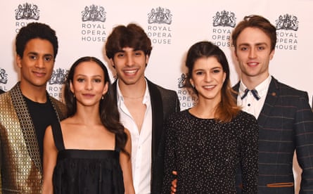 (From left) Marcelino Sambé, Francesca Hayward, Cesar Corrales, Mayara Magri and Matthew Ball at the Royal Opera House in January.