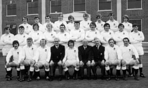 Inspirational captain John Pullin (centre front) and the England squad pose for photos before the remarkable 1972 tour.