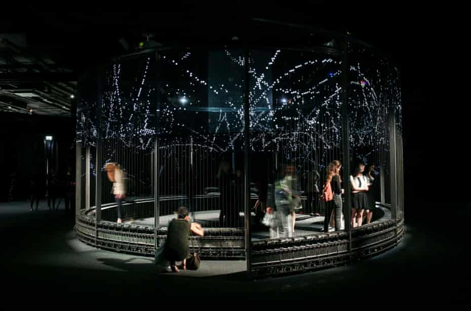 Visitors enter the Halo installation.