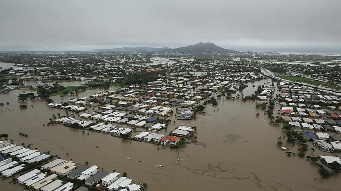 Townsville flooding in 2019. Eighteen of the 20 areas of Australia at highest risk from global heating are in Queensland.