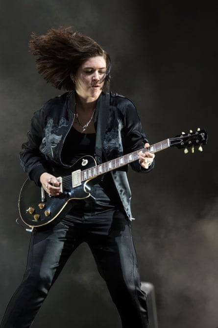 Romy Madley Croft of The xx performs on the Pyramid stage