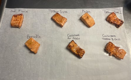 Salmon after air fryer testing in the Drexel food lab.