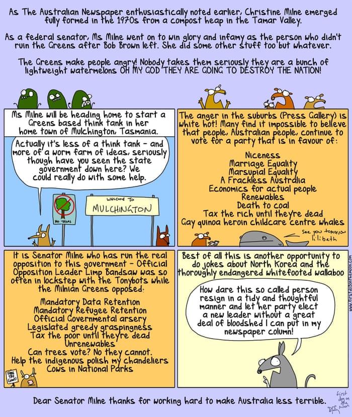 Christine Milne Has Resigned The Greens Leadership Oh The Humanity First Dog On The Moon Opinion The Guardian
