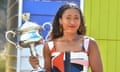 Japan’s Naomi Osaka at Brighton Beach in Melbourne a day after her victory