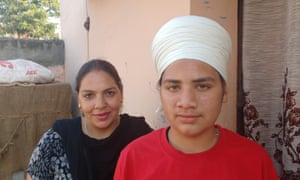 Paramjit Kaur Minhas with her 15-year-old son Gursharanpreet.