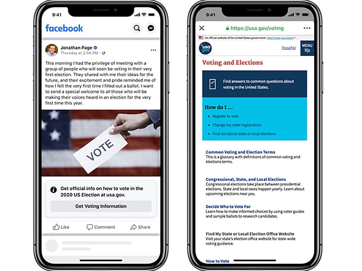 Facebook Adds Labels To Us Posts About Voting Ahead Of Presidential Election Facebook The Guardian