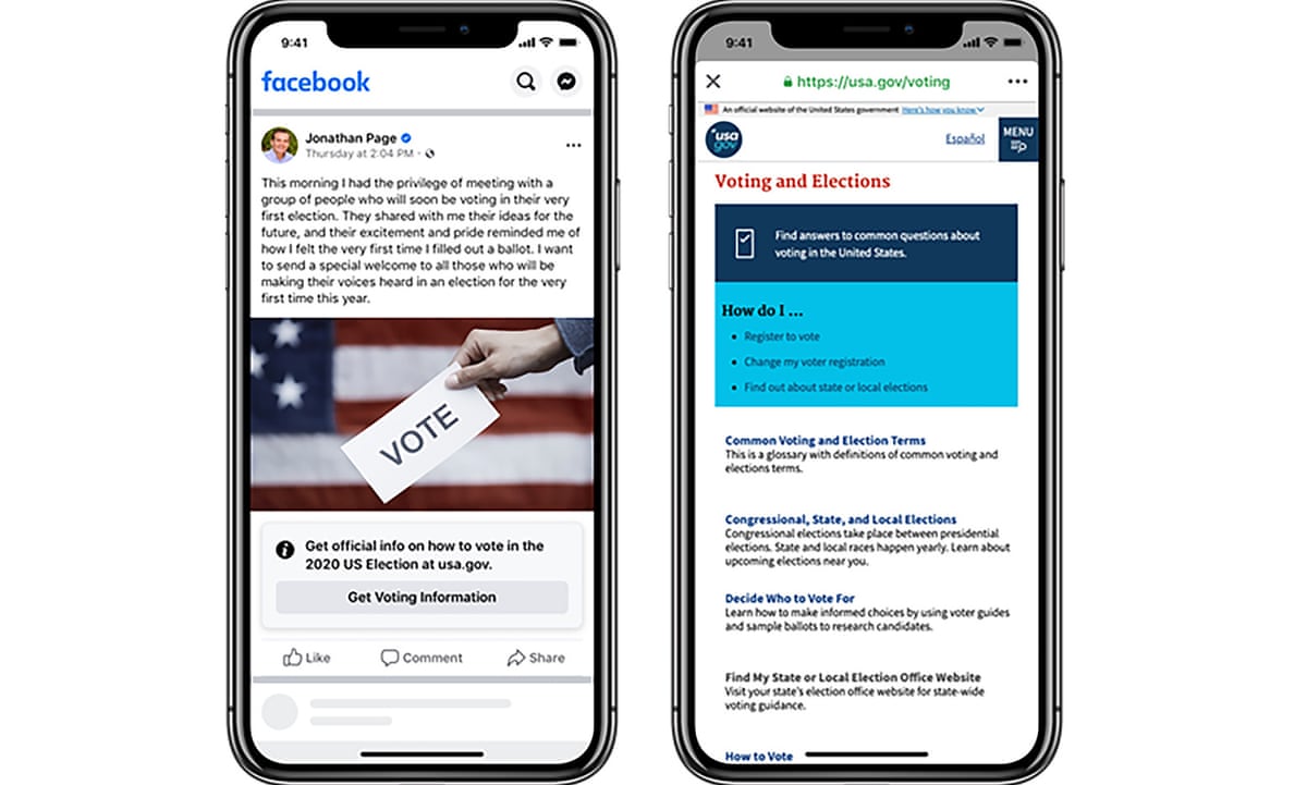 Facebook Adds Labels To Us Posts About Voting Ahead Of Presidential Election Technology The Guardian