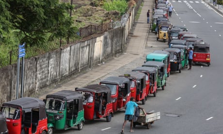 Drivers queue for fuel in Colombo.