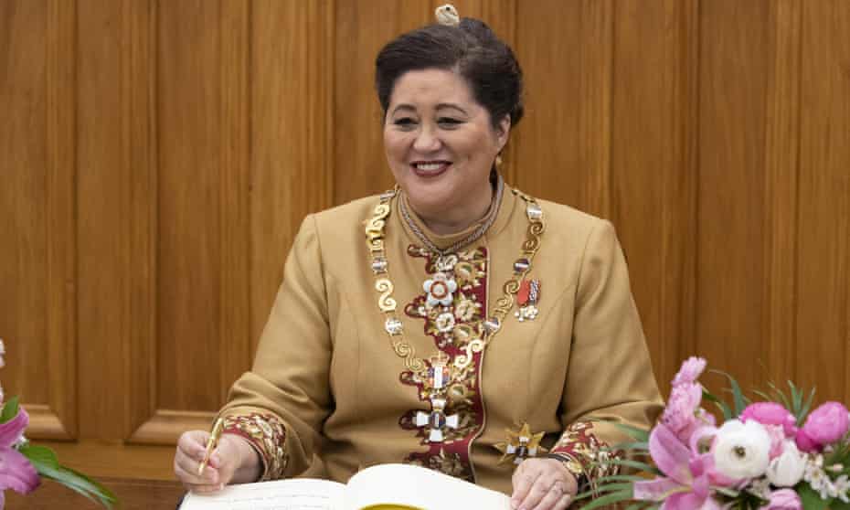 New Zealand governor-general Dame Cindy Kiro signs a visitor's book after her official swearing-in ceremony at parliament in Wellington, New Zealand.