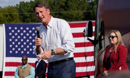 Glenn Youngkin speaks at an early campaign rally in Petersburg, Virginia, on September 21.
