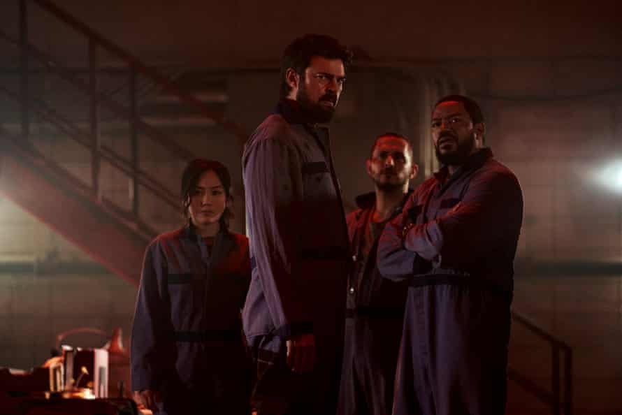 Karl Urban with the cast of The Boys